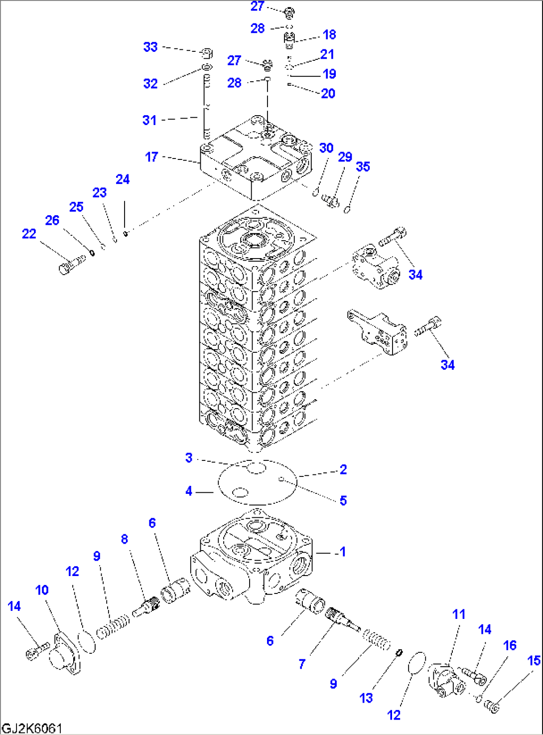 MAIN VALVE (9-SPOOL) (5/9) (FOR TWO-PIECE BOOM)