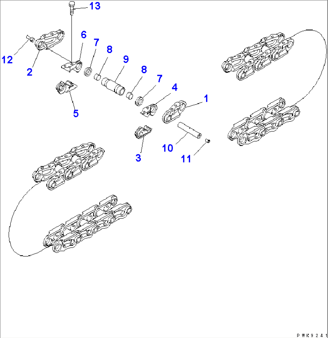 TRACK LINK (92 SET) (LUBRICATE TYPE) (WITH A.R. BUSHING) (FOR SINGLE GROUSER) (SUPPLY PARTS)
