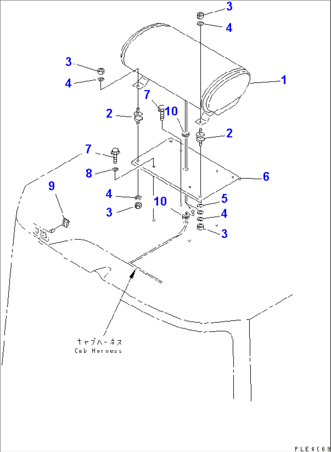 BEACON LAMP (2-LAMP TYPE) (WITH ROPS CAB)