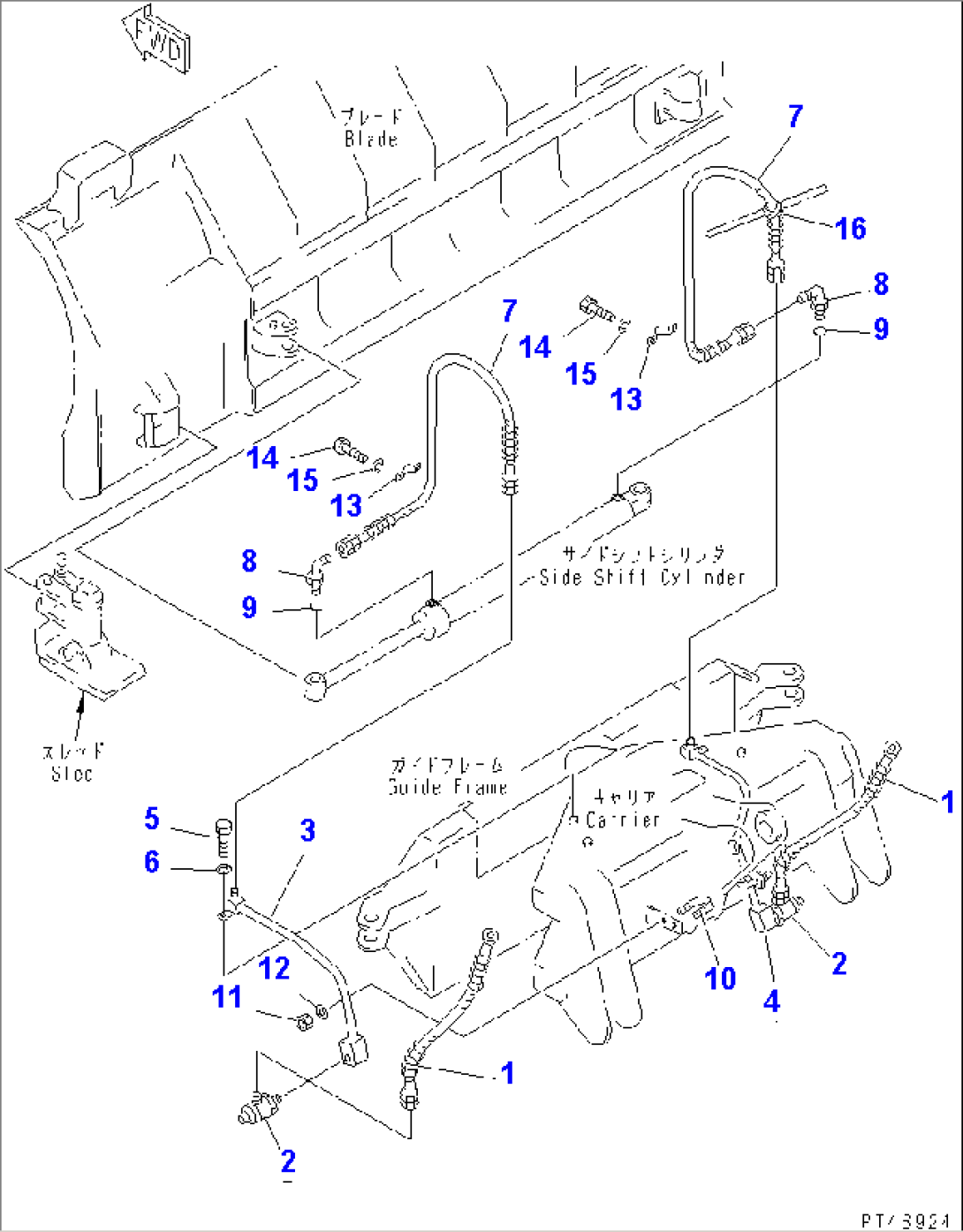 SIDE SHIFT¤ PITCH AND ANGLE SNOW PLOW (WITH SHOCK CANCEL BLADE) (4/4) (SIDE SHIFT CYLINDER LINE)(#60001-)