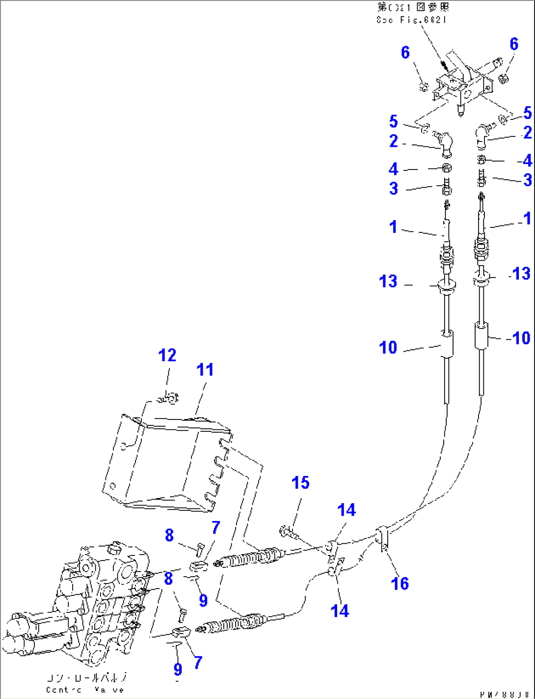 FRONT ATTACHMENT CONTROL LINKAGE (WITH 4-SPOOL CONTROL VALVE)(#50001-)