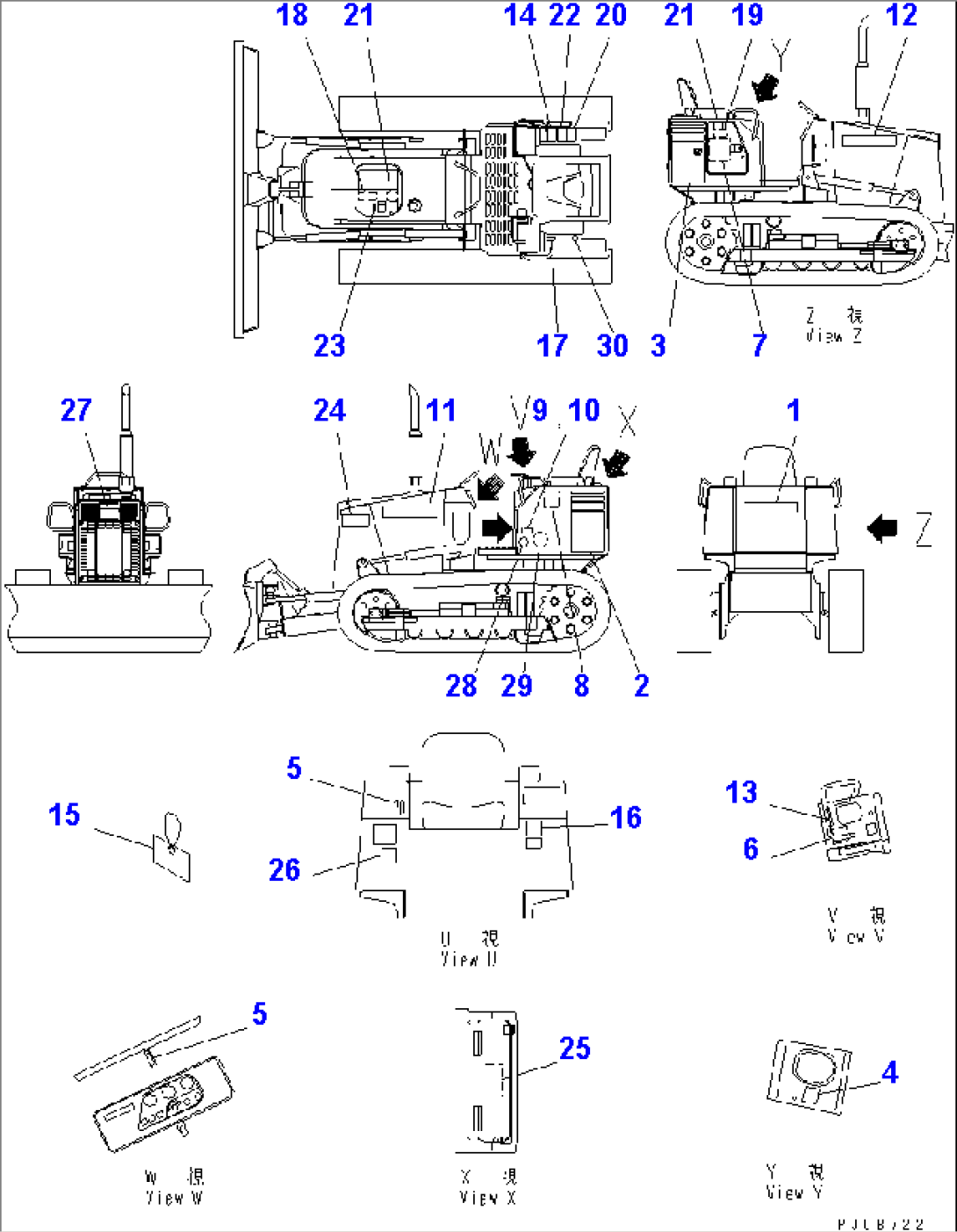 MARKS AND PLATES (JAPANESE) (FOR ANGLE DOZER) (FOR ROPS CAB)(#81601-)