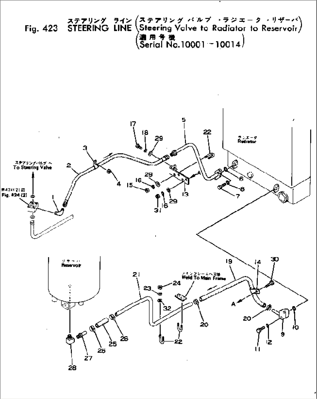 STEERING LINE (STEERING VALVE TO RADIATOR TO TANK)(#10001-10014)