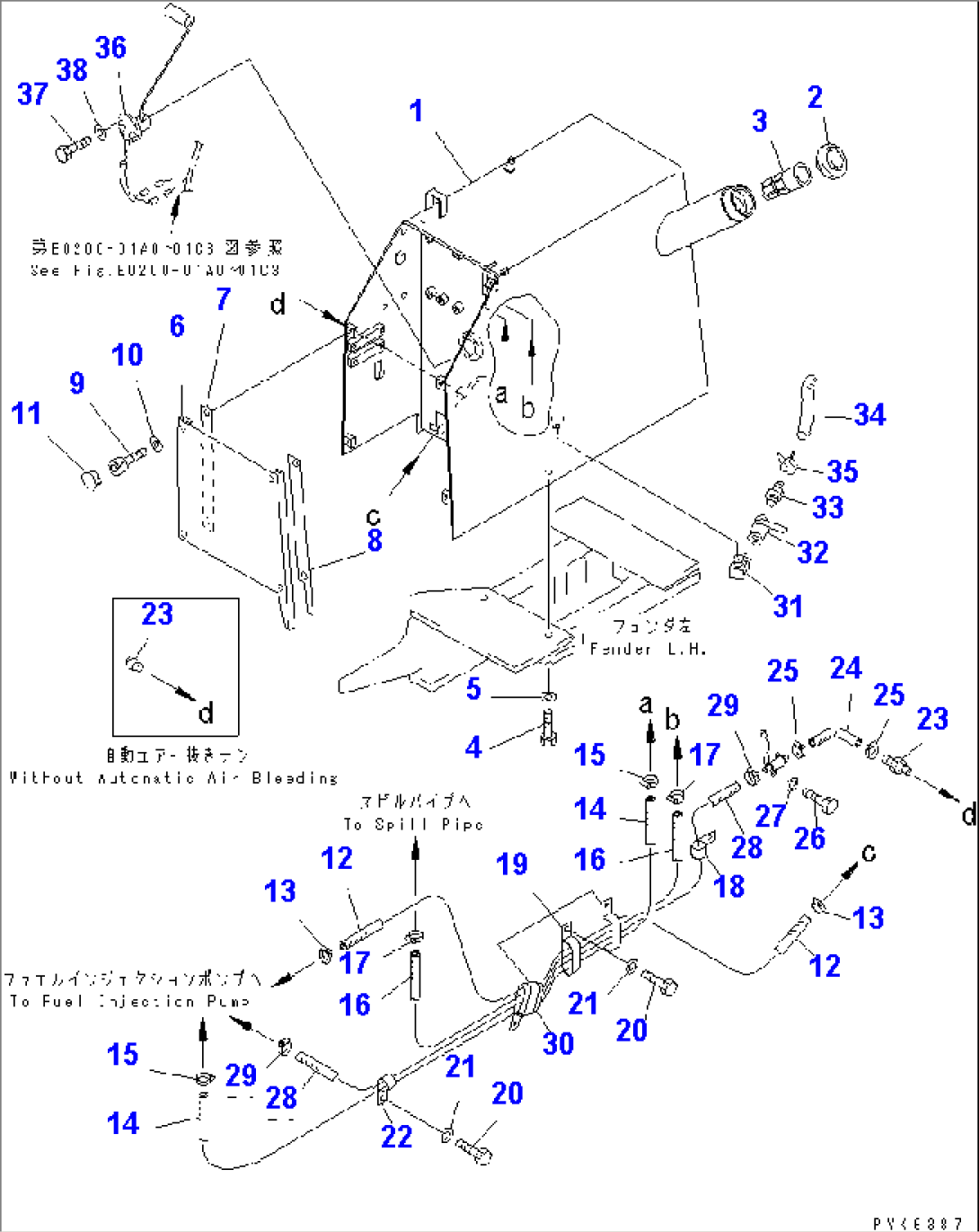 FUEL TANK AND PIPING (WITH STEEL CAB) (FOR JAPAN)(#47617-)