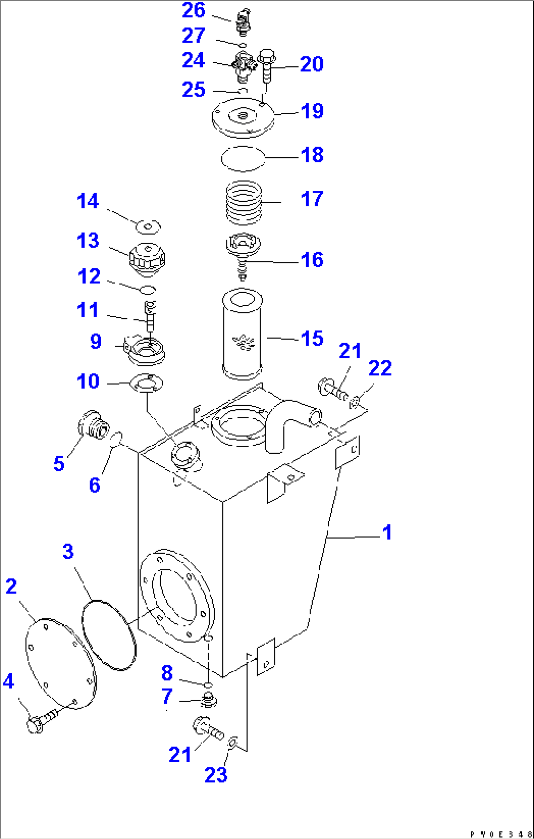 HYDRAULIC TANK (WITH EMERGENCY STEERING)(#54104-)