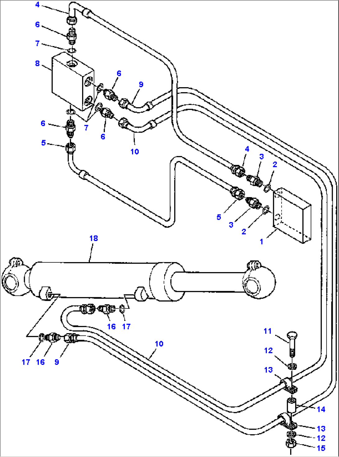 DRAWBAR SIDE SHIFT ACTUATOR LINES R.H. BIASED BLADE SUSPENSION