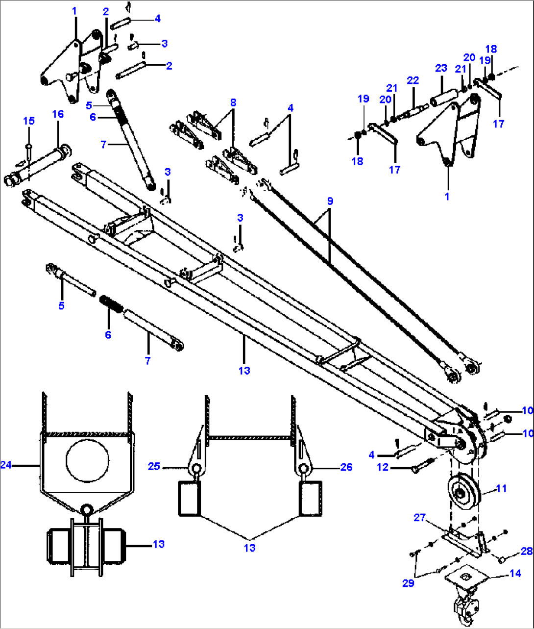 FIG. T0270-01A1 20 FT. JIB AND GANTRY/DOUBLE-PENDULATED HOOK BLOCK - 150FA - FOUR-SECTION POWER BOOM