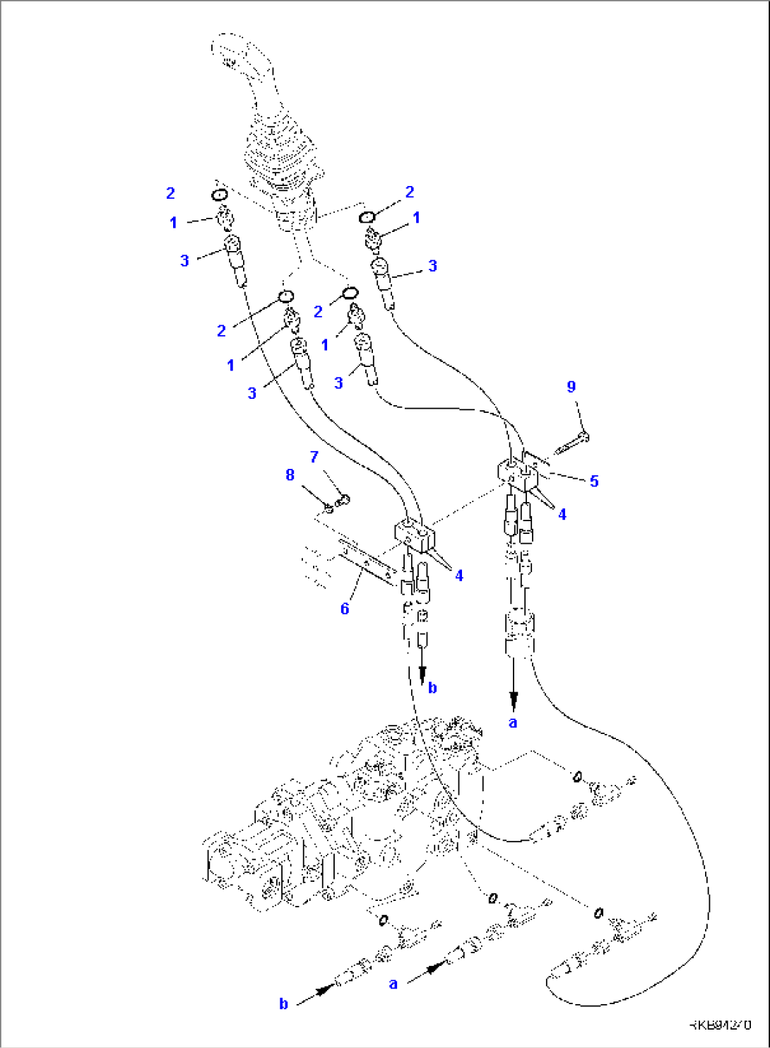 HYDRAULIC PIPING, L.H. PPC VALVE CIRCUIT, WITH HIGH-FLOW