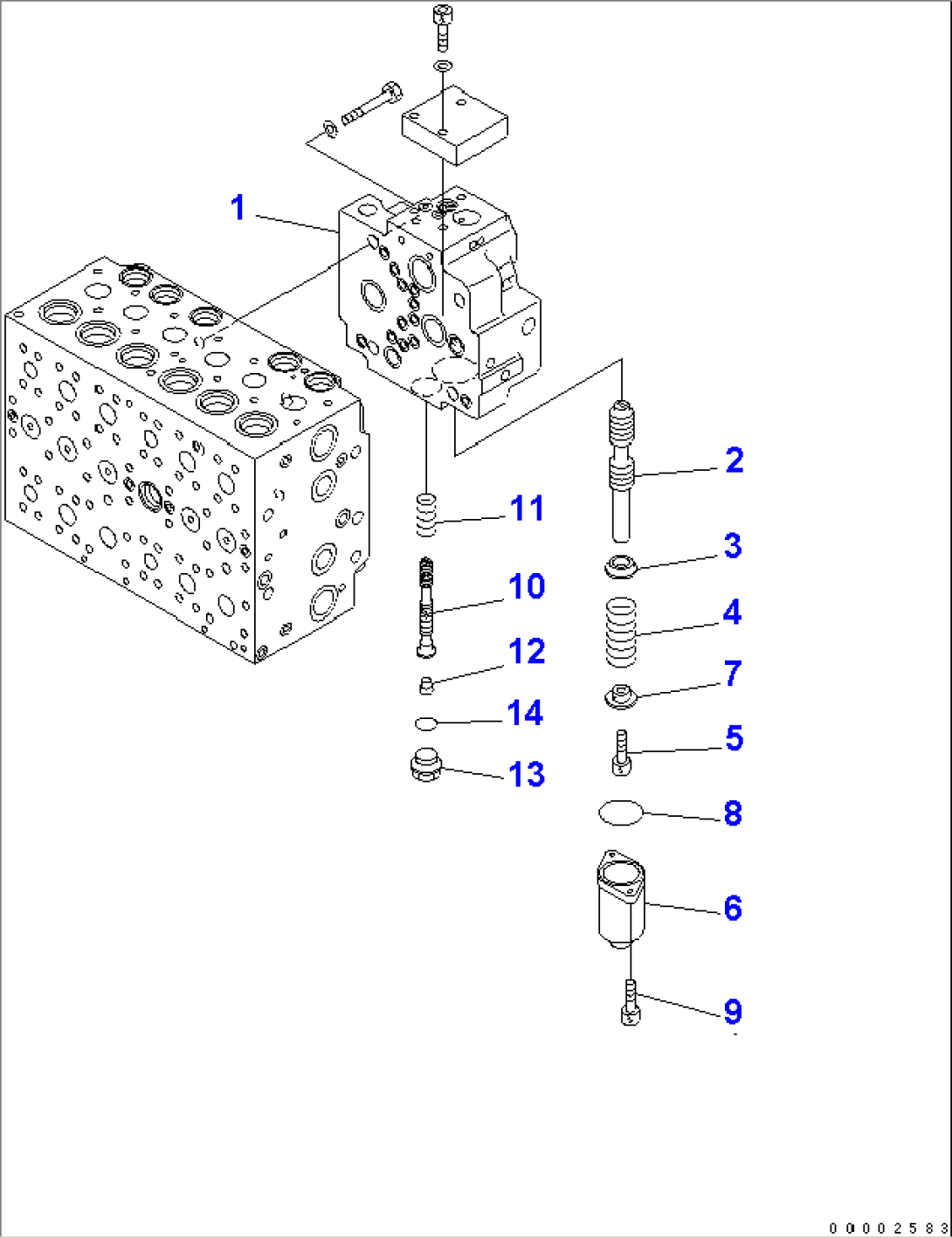 MAIN VALVE (7-SPOOL) (13/18) (FOR 1-PIECE BOOM)