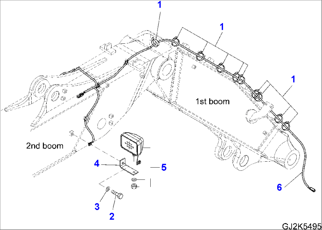 TWO-PIECE BOOM (LHS WORK LAMP)