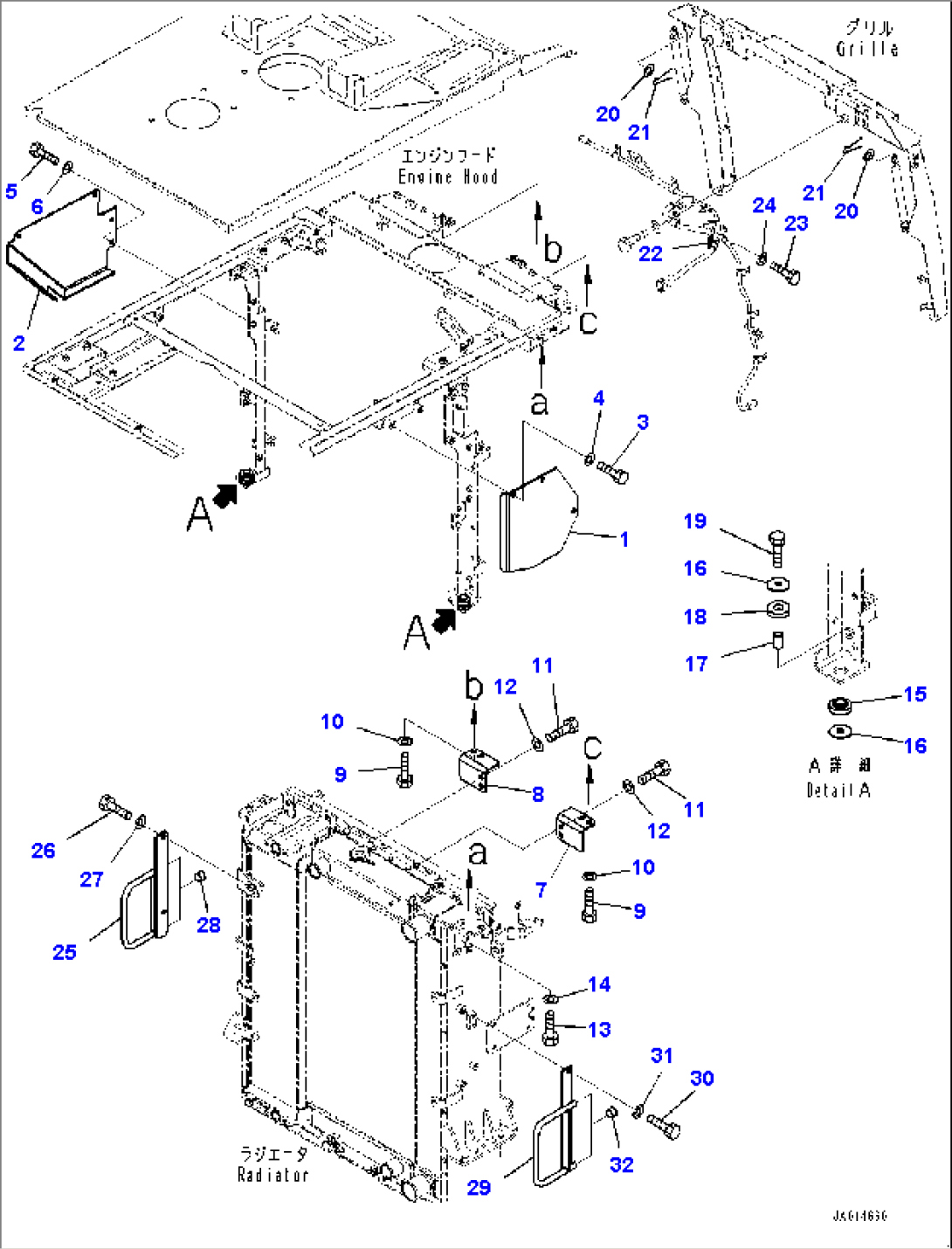 Engine Hood, Mounting (1/2) (#80001-)