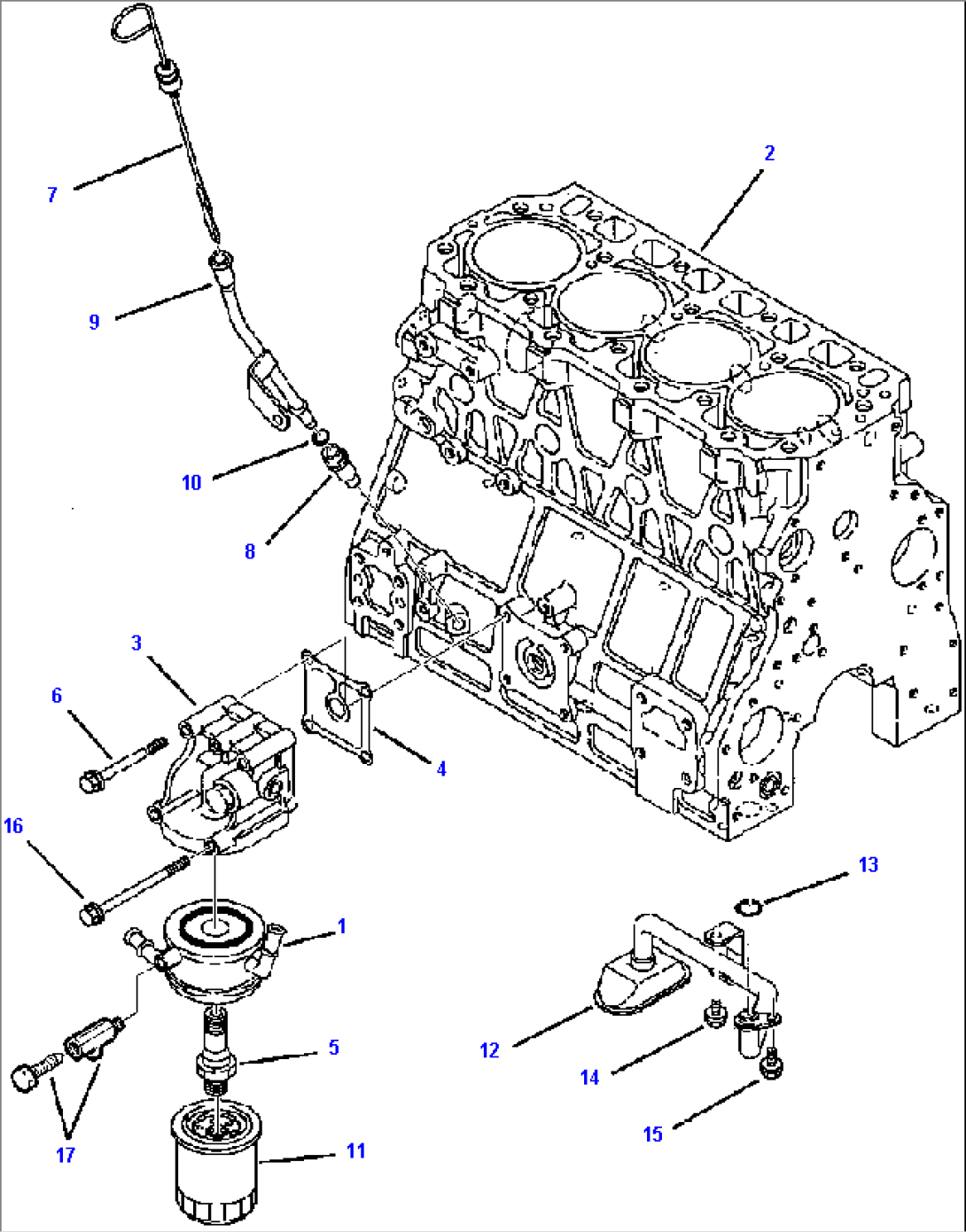 FIG. A0120-01A0 ENGINE - OIL COOLER AND FILTER, SUCTION LINE AND DIPSTICK
