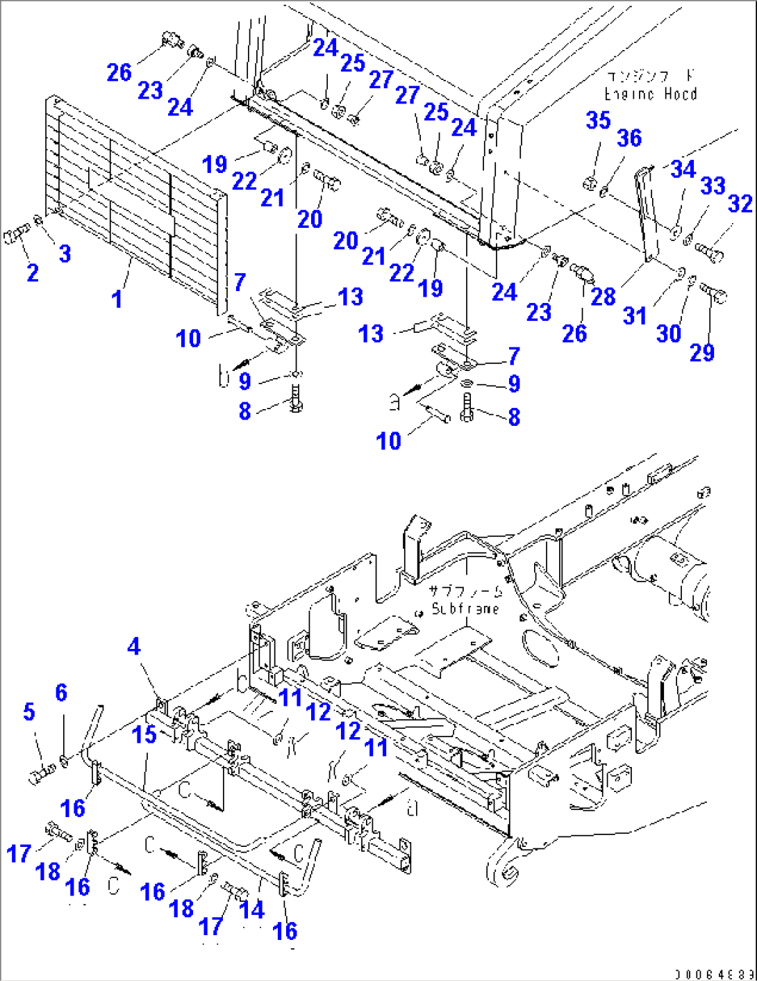 ENGINE HOOD AND RELATED PARTS (HOOD) (1/2)(#2001-)
