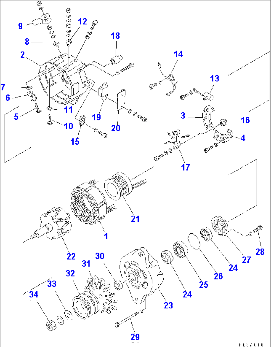 ALTERNATOR (50A) (WITH NON HADENING PULLEY) (INNER PARTS)(#65357-)