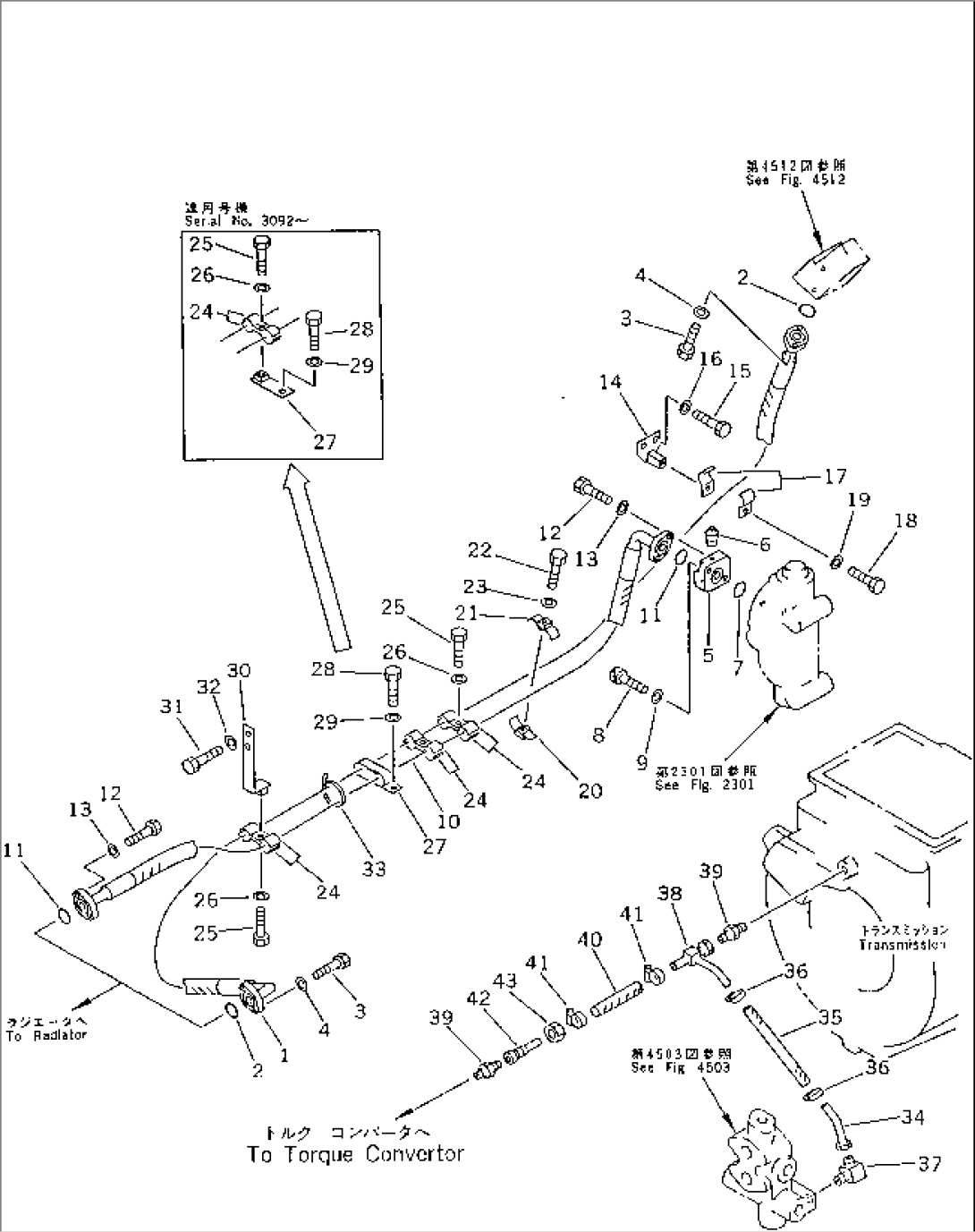 TORQUE CONVERTER AND OIL COOLER PIPING(#3001-)