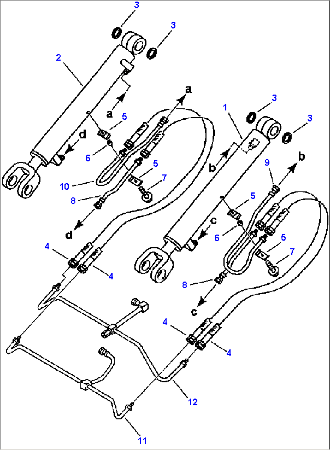 FIG. T4140-01A0 LIFT CYLINDER - CYLINDER ASSEMBLY AND PIPING