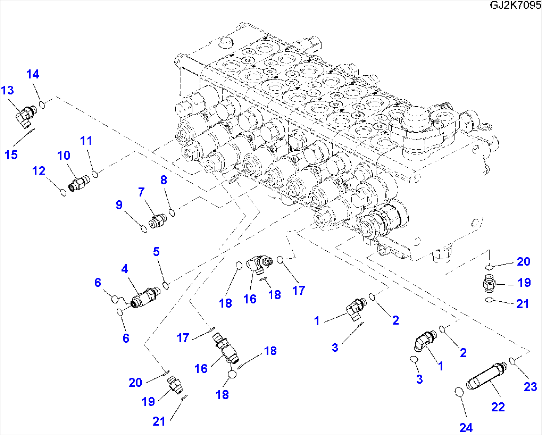 MAIN VALVE (8-SPOOL/TWO-PIECE BOOM) - CONNECTING PARTS (3/4)