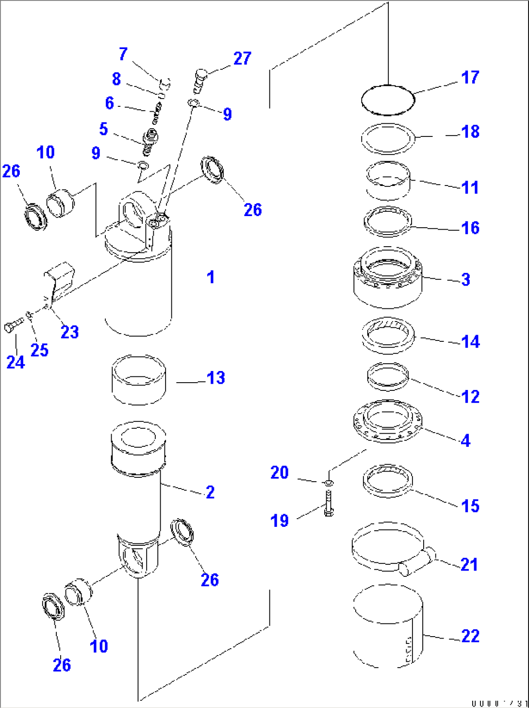 FRONT SUSPENSION CYLINDER¤ R.H. (INNER PARTS) (-40ßC SPEC.)