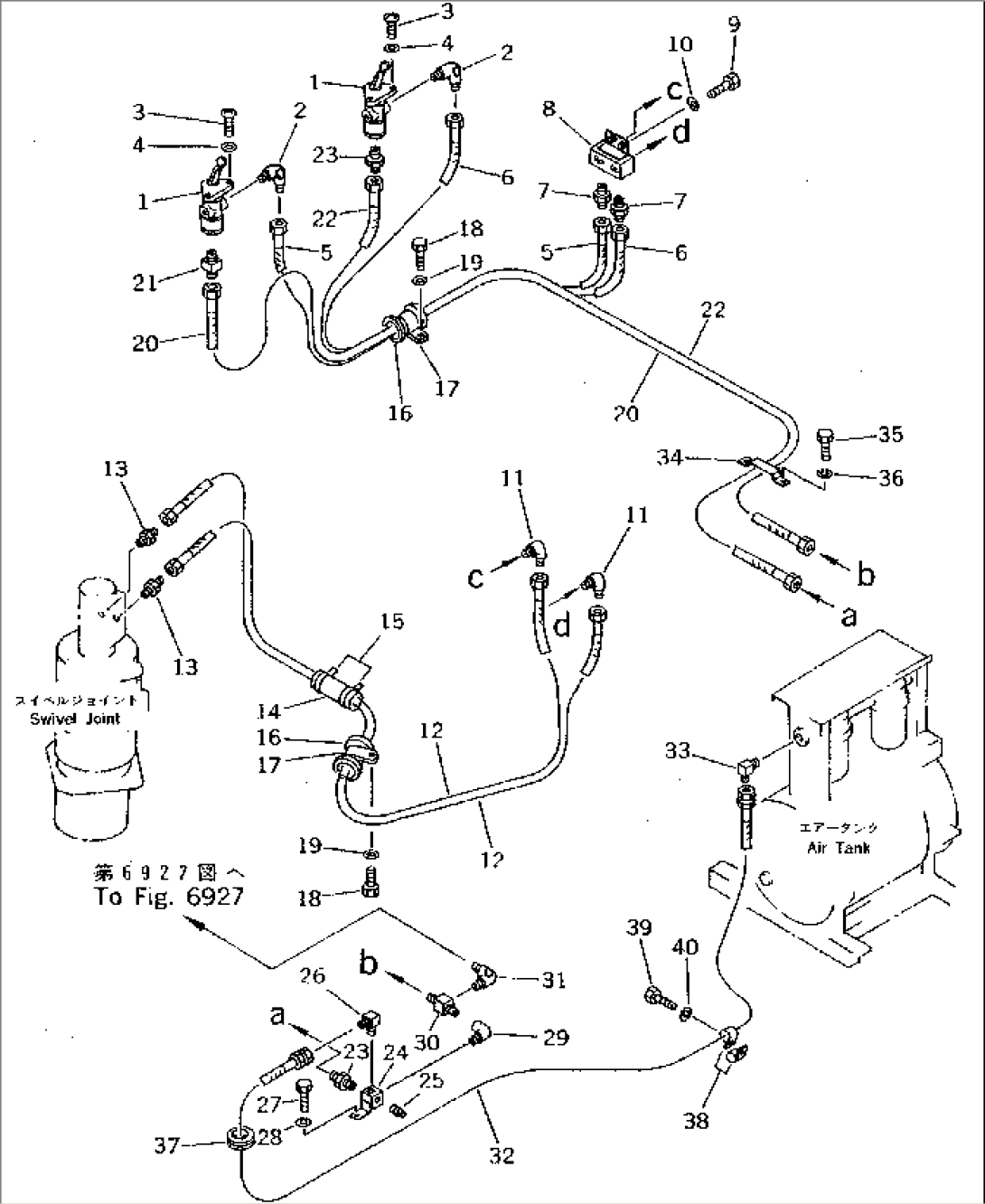 UPPER AIR PIPING (SUSPENSION LOCK AND PARKING BRAKE) (WITH STEERING AUTO SELECTOR)(#1601-1861)
