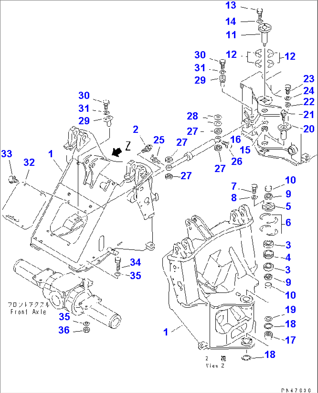 FRONT FRAME (WITH BUCKET AUTO LEVELING SYSTEM)(#60001-)