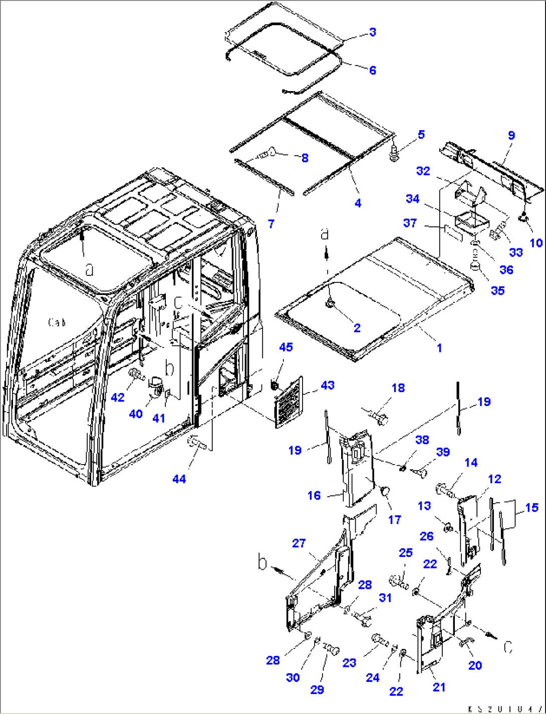 OPERATOR´S CAB (ROOF COVER AND AIR INTAKE) (#K50350-)
