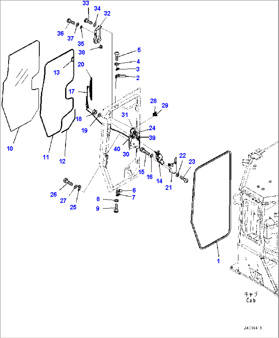 ROPS Cab, Door Damper, Window and Wiper, R.H. (#80980-)