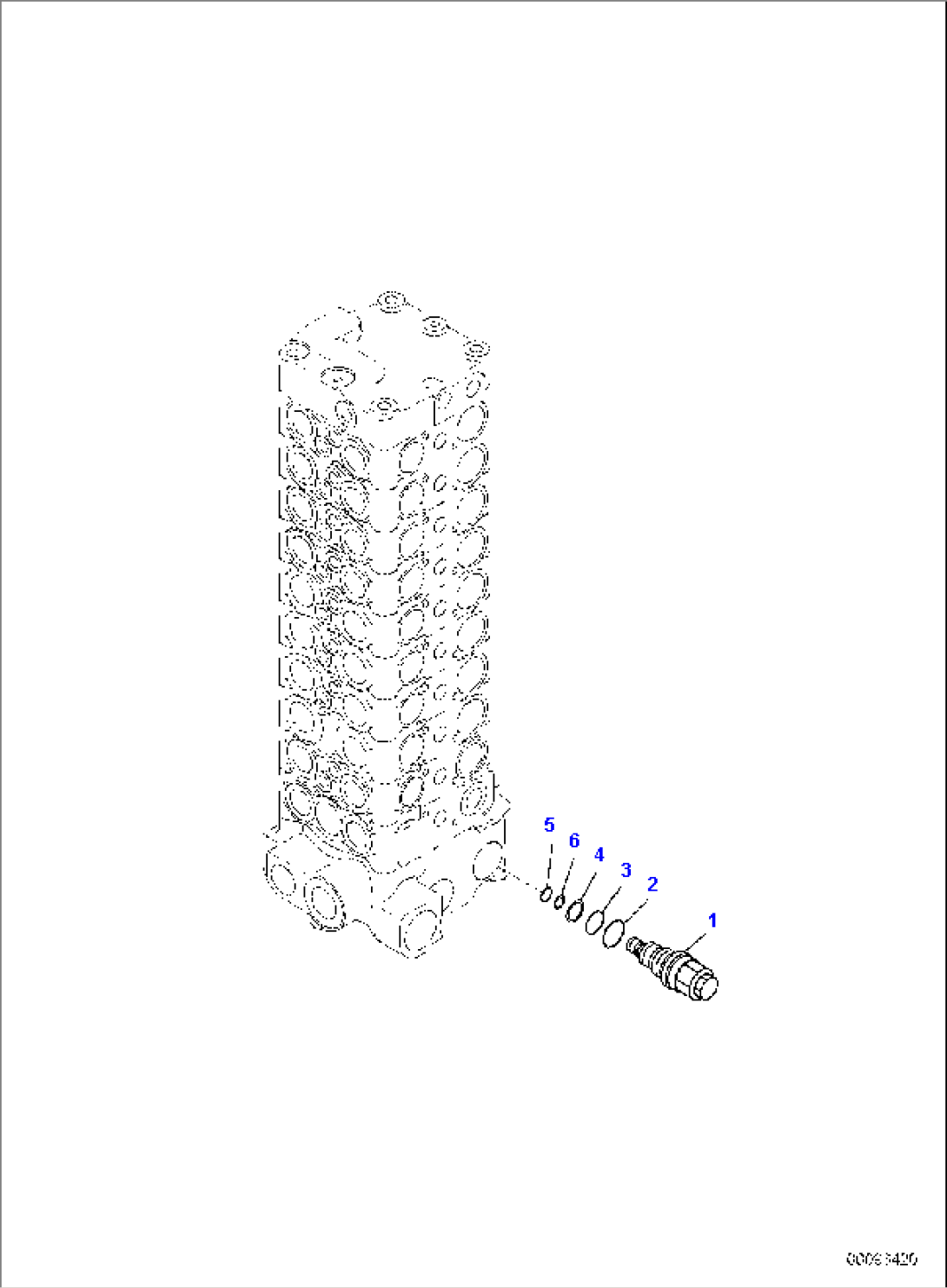 MAIN CONTROL VALVE, FOR MACHINE WITH 2-PIECE BOOM, INNER PARTS (8/15)