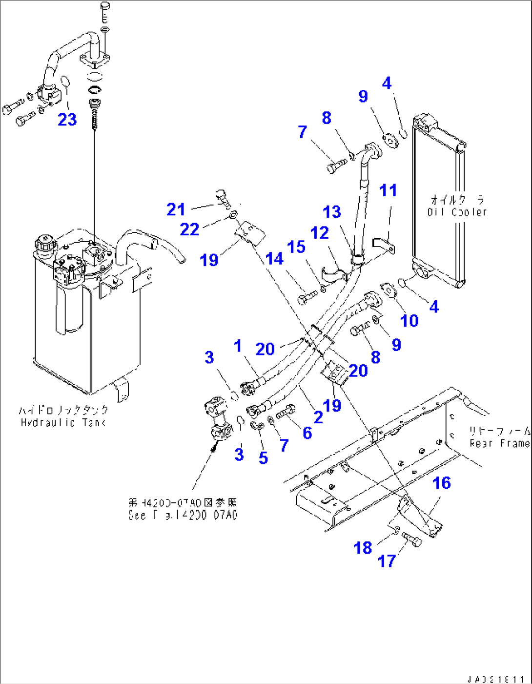 HYDRAULIC PIPING (RETURN LINE) (OIL COOLER)(#75460-)