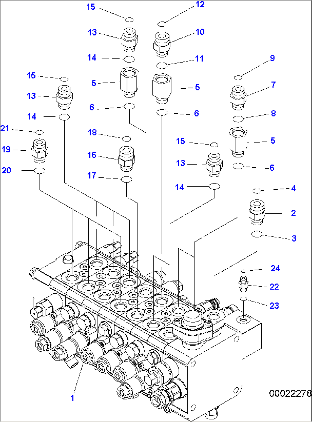 MAIN VALVE (7-SPOOL/ONE-PIECE BOOM) - CONNECTING PARTS (1/4)