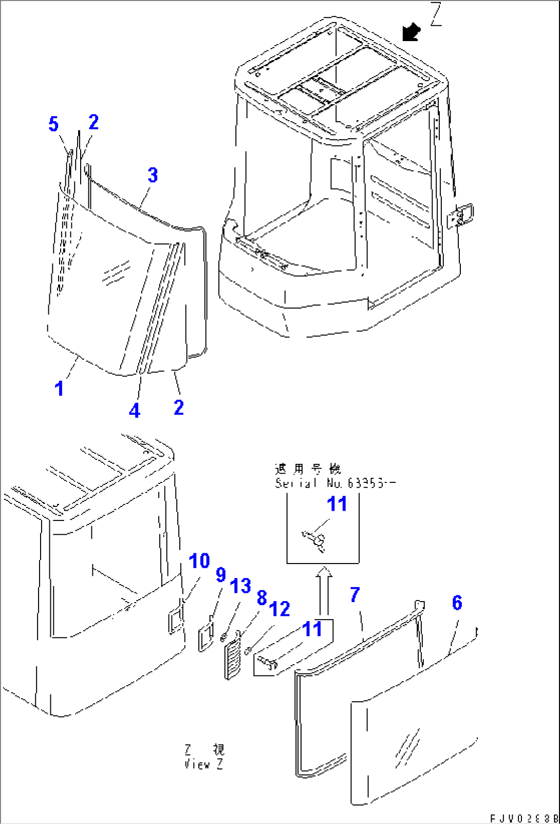 ROPS CAB (WINDOW)(#63001-64000)