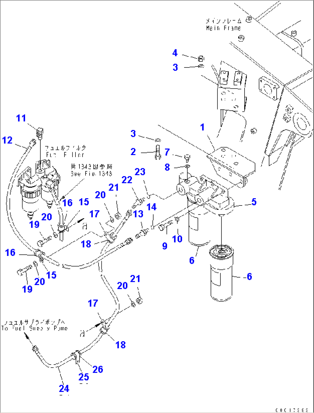 ADDITIONAL FUEL FILTER PIPING (WITH WATER SEPARATOR)(#2001-)
