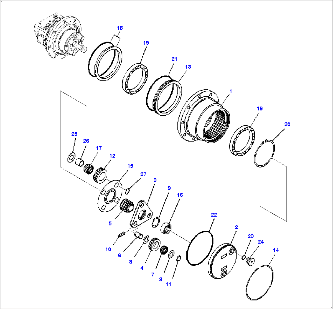 Track Frame, Inner Parts, Travel Motor (1/2) (#20001-)
