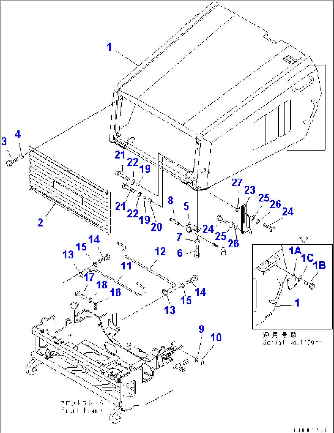ENGINE HOOD AND RELATED PARTS (1/2) (-40ßC SPEC.)(#1001-1121)