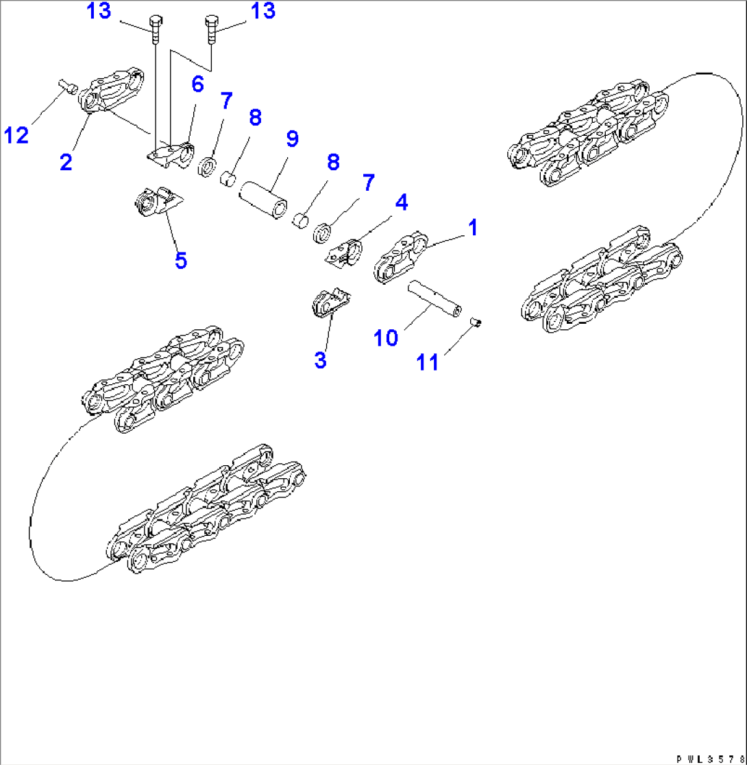 TRACK LINK ASSENMBLY (COLD WEATHER (B) SPEC.) (SUPPLY ONLY) (SEALD AND LUBRICATED TYPE) (82 SET)(#65275-)