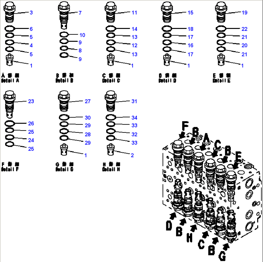 Main Control Valve, For Machine With 2-additional Actuator Circuit (6/24)(#10001-)