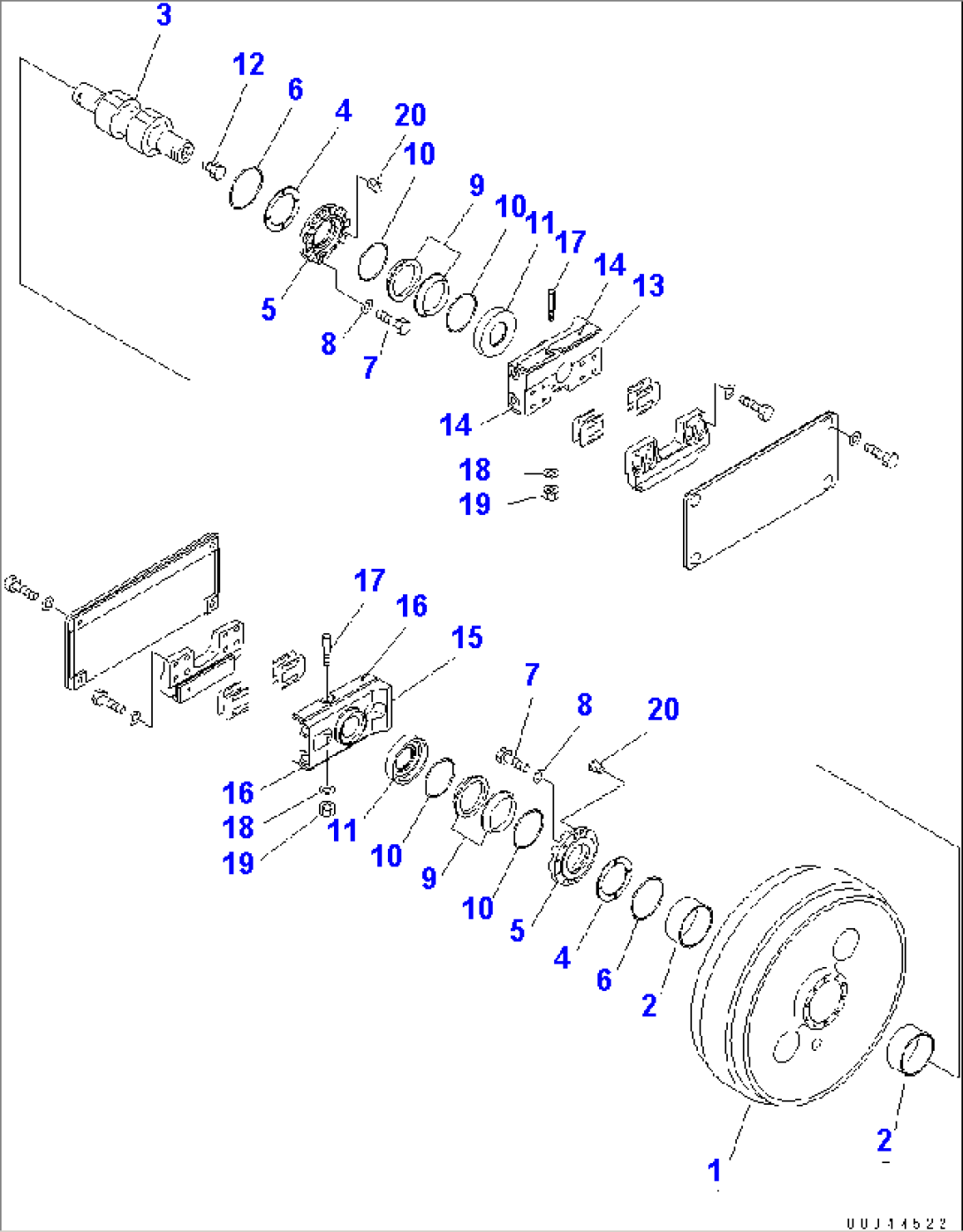 TRACK FRAME (L.H.) (FRONT IDLER) (EXTREME COLD AREA -50 DEG C)(#65409-)