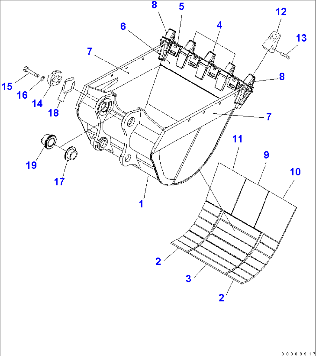 BUCKET¤ 2.1M3¤ 1560MM (HEAVY DUTY) (HORIZONTAL PIN TYPE)(#50001-50437)