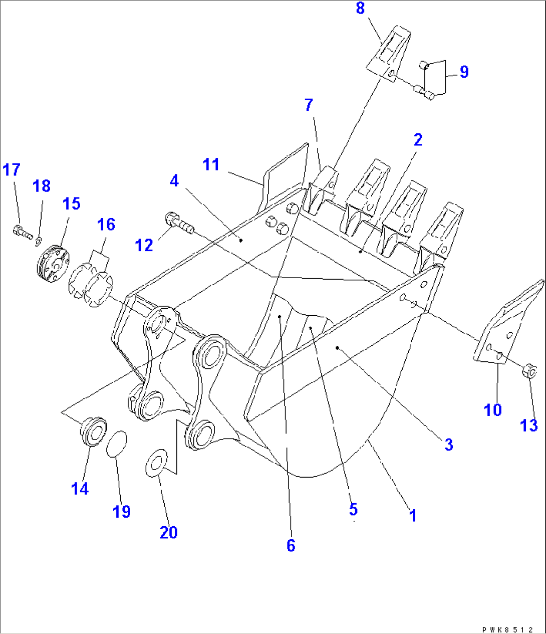 BUCKET¤ 0.25M3 WIDTH 750MM (HORIZONTAL TYPE)