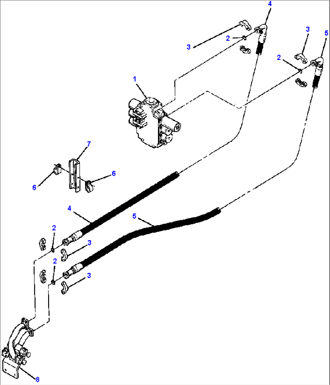 HYDRAULIC PIPING - RIPPER WITHOUT HYDRAULIC PITCH CONTROL VALVE TO MOUNTING FRAME
