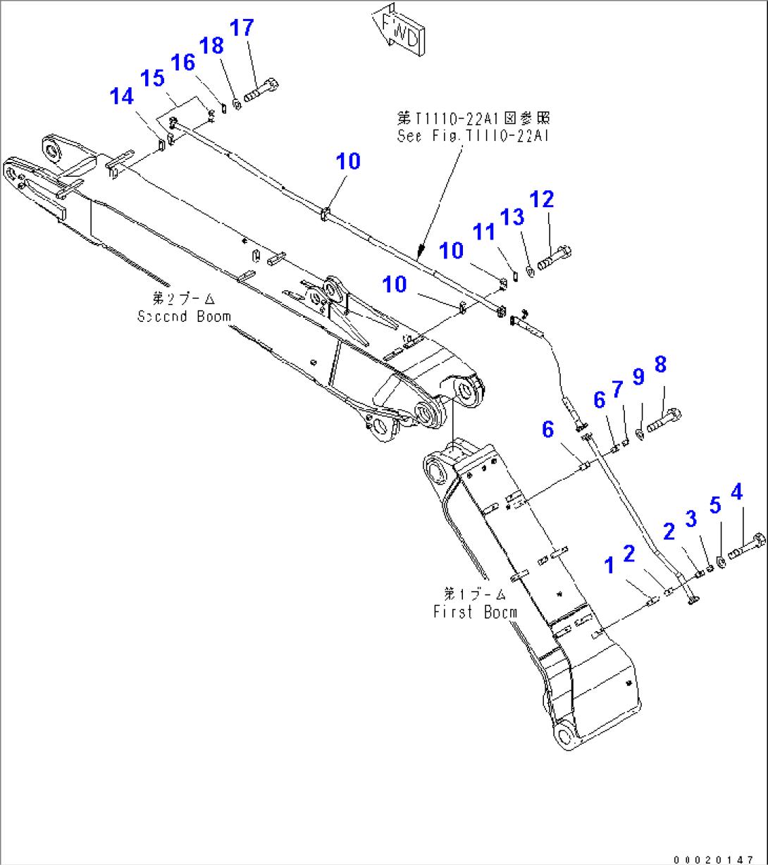 2-PIECE BOOM (ADDITIONAL PIPING) (BREAKER LINES) (CLAMP)