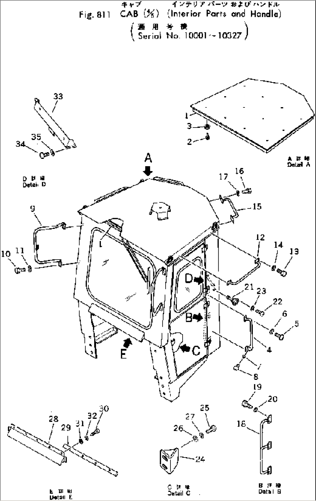 CAB (4/5) (INTERIOR PARTS AND HANDLE)(#10001-10327)