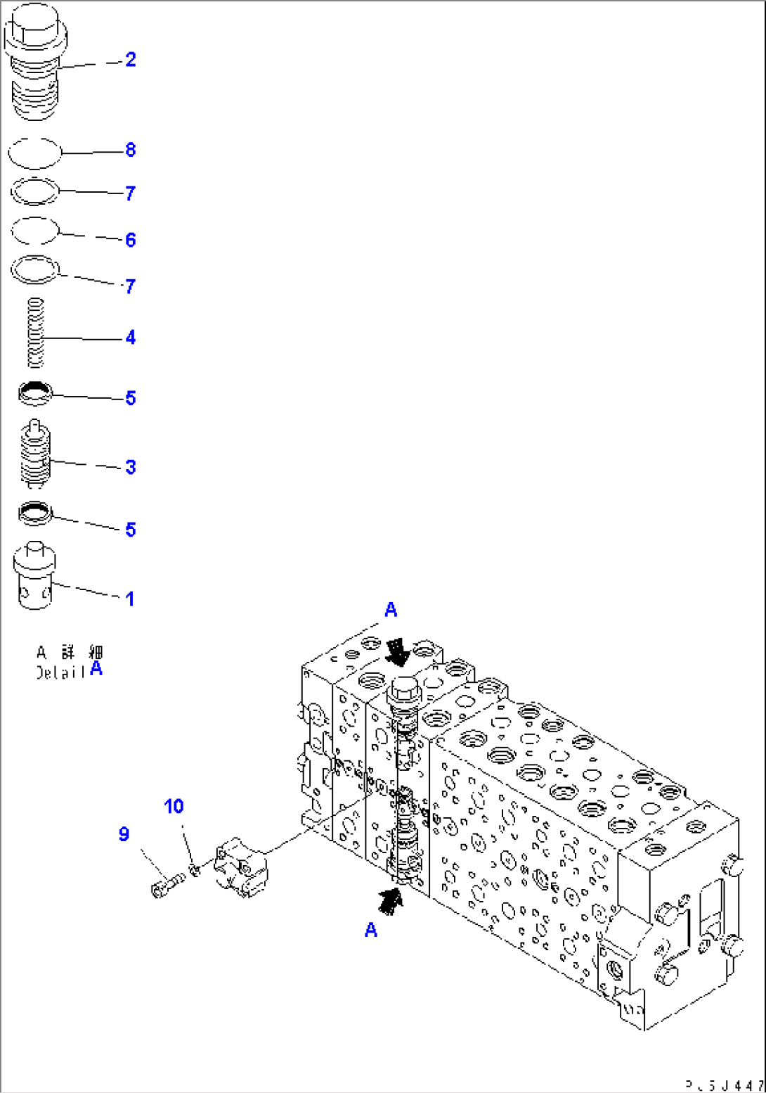 MAIN VALVE (9-SPOOL) (17/22) (FOR TWO-PIECE BOOM)