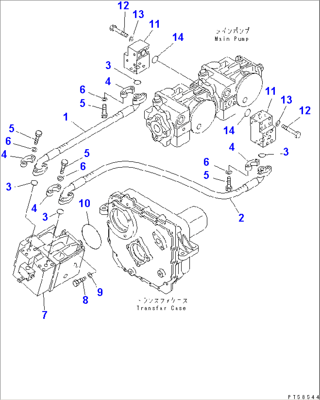 HYDRAULIC PIPING (REAR TRAVEL MOTOR LINE)