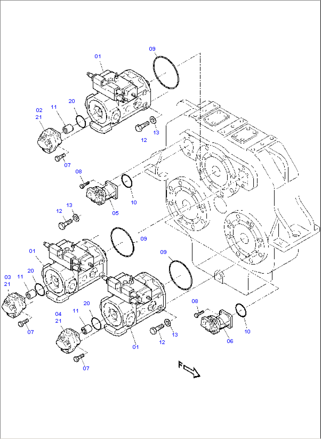 Pump mounting (front/rear)