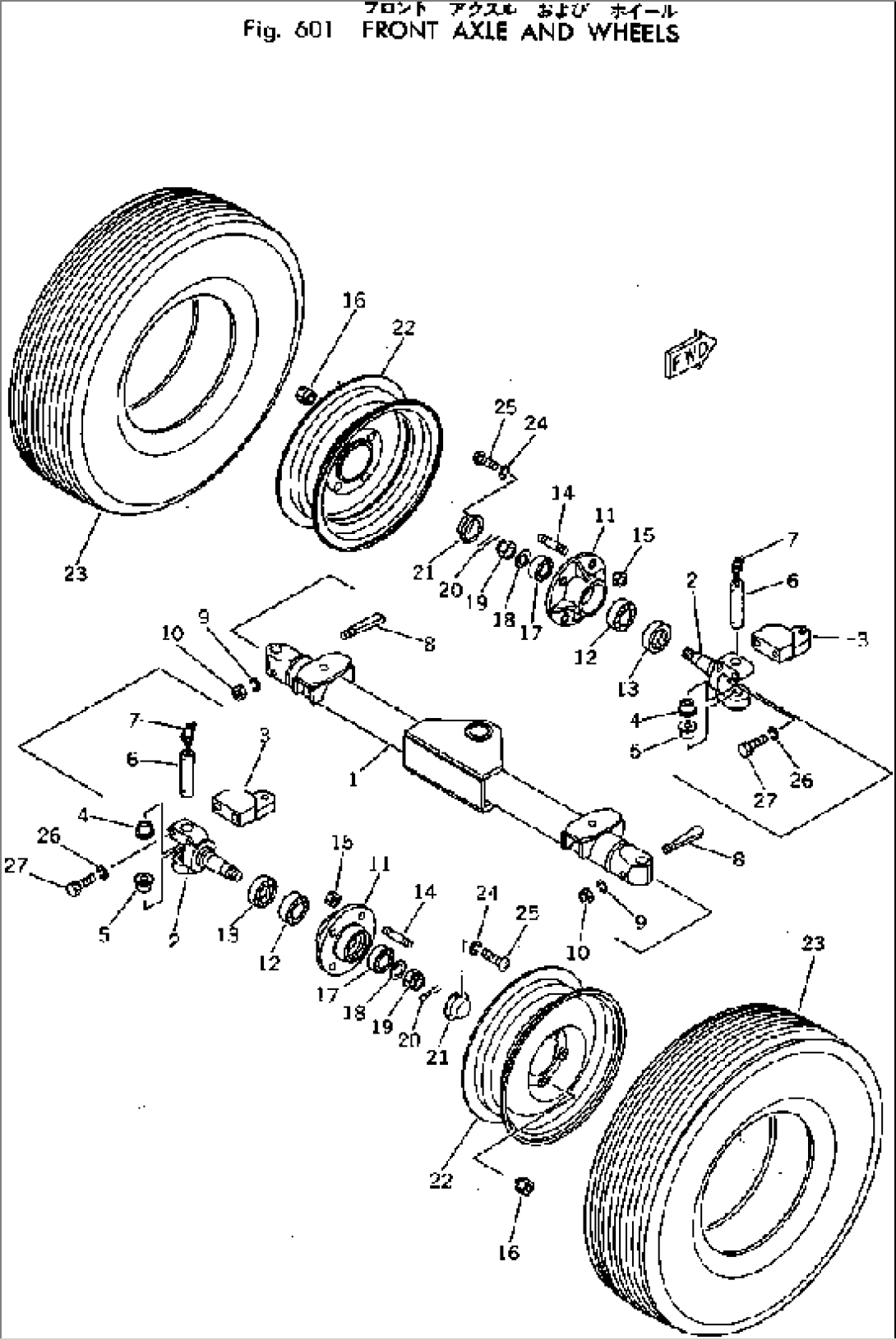 FRONT AXLE AND WHEELS