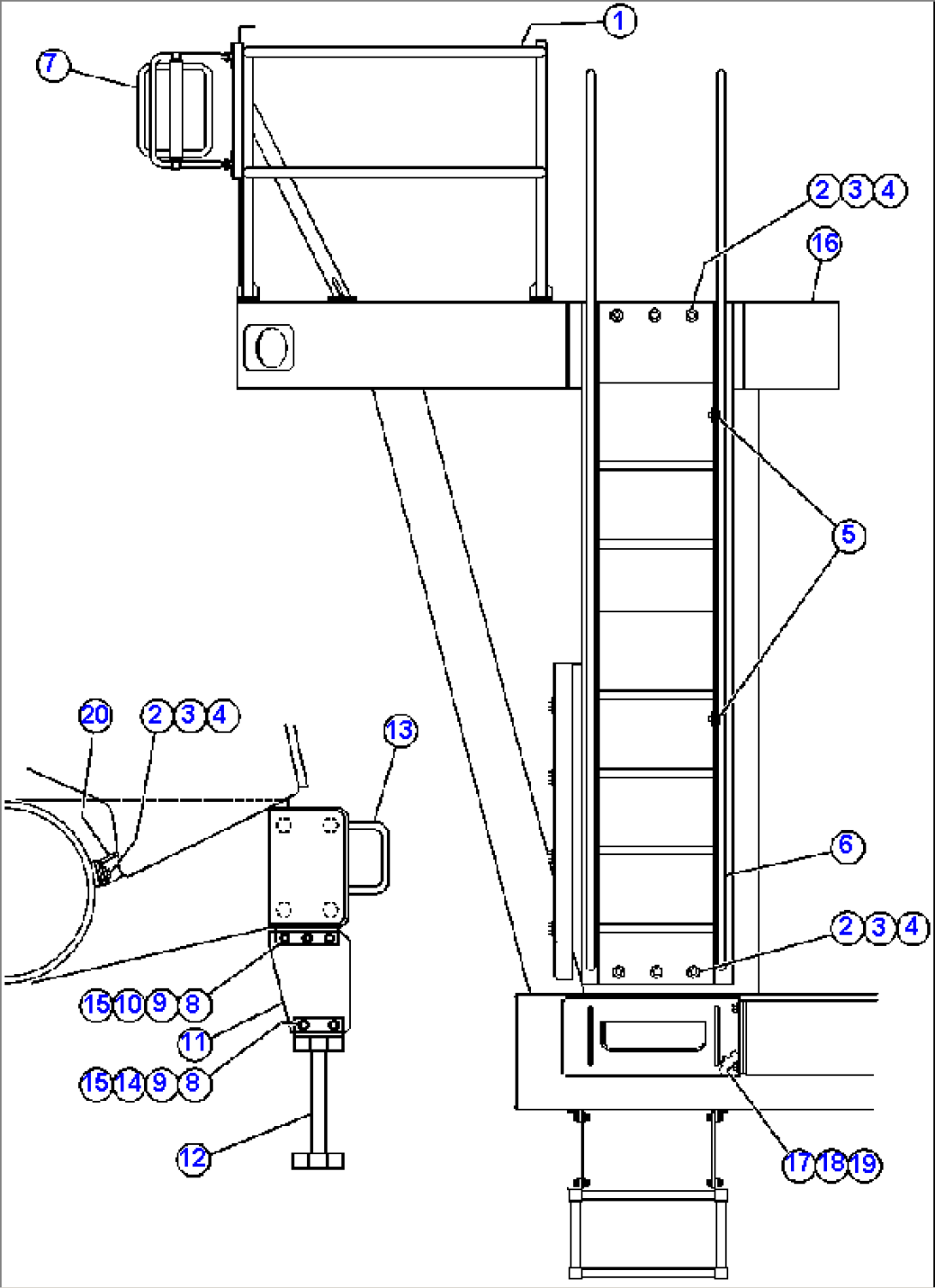 RIGHT DECK, HANDRAIL & LADDER