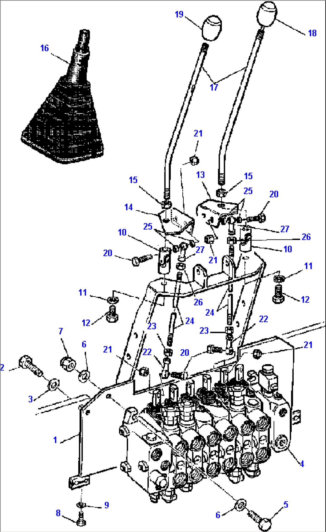 FIG. K4400-01A0 BACKHOE CONTROL LEVERS
