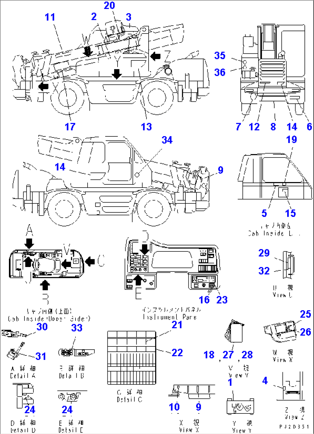 MARKS AND PLATES (2/2) (10 TON) (WITH 3RD WINCH)(#15301-)