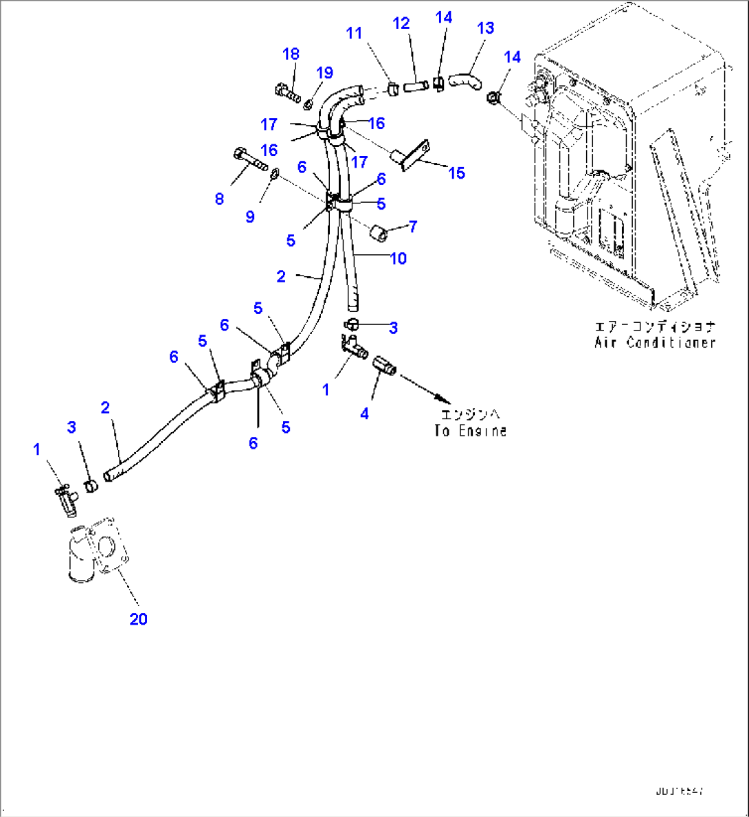 Heater Piping, Cooling Outline Engine Side (#1006-)