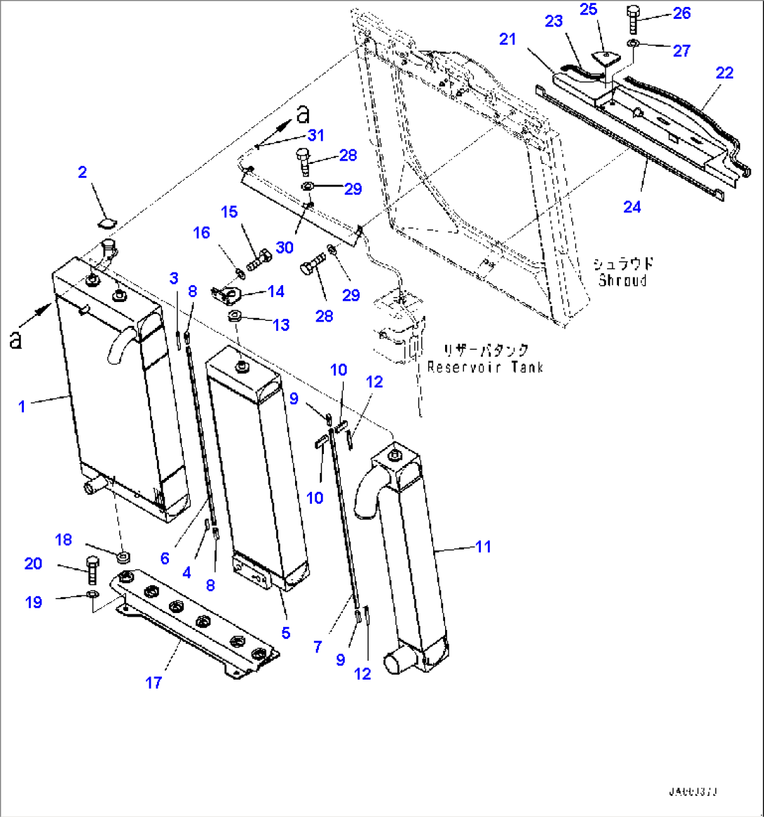 Cooling System, Radiator Core, Aftercooler and Oil Cooler (#30001-)